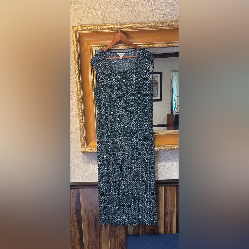 Christopher & Banks Blue & Green Medallion Print Maxi Dress - Size L